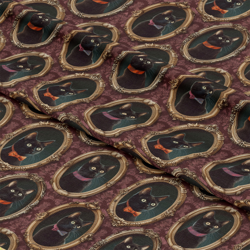 Fancy Feline Portraits Pattern 5 Quilting Cotton Fabric