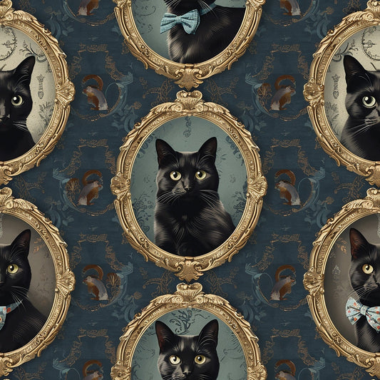 Fancy Feline Portraits Pattern 6 Quilting Cotton Fabric
