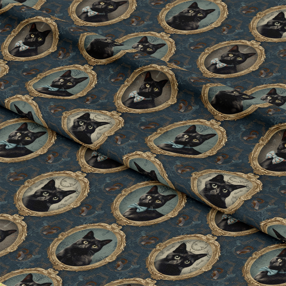 Fancy Feline Portraits Pattern 6 Quilting Cotton Fabric