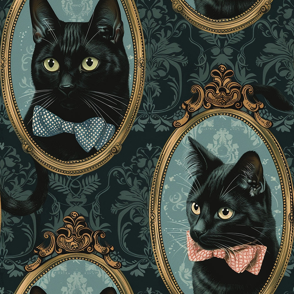 Fancy Feline Portraits Pattern 7 Quilting Cotton Fabric