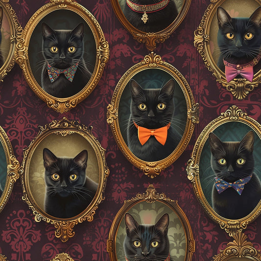 Fancy Feline Portraits Pattern 8 Quilting Cotton Fabric