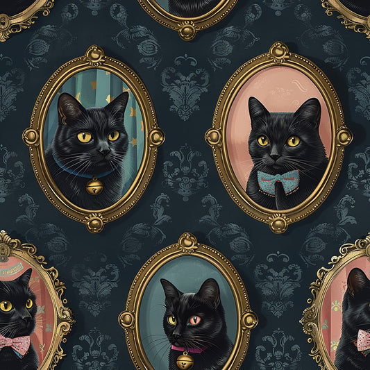 Fancy Feline Portraits Pattern 9 Quilting Cotton Fabric