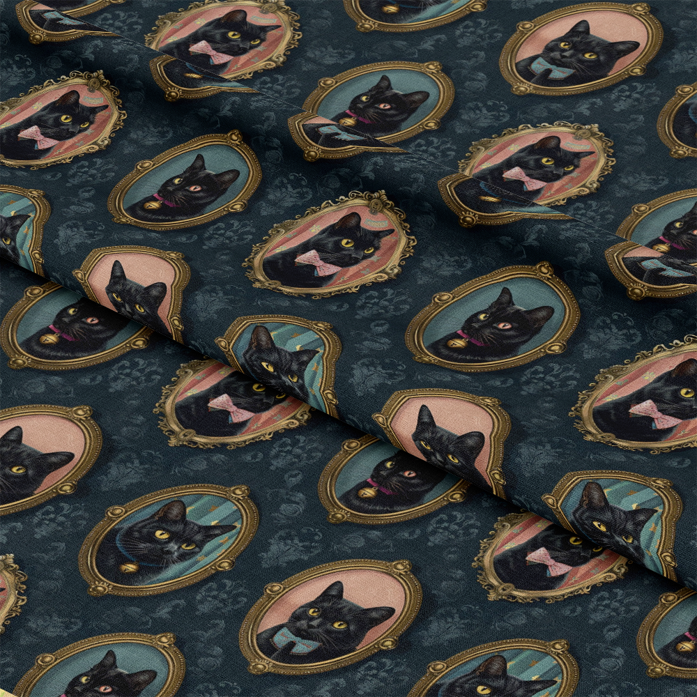 Fancy Feline Portraits Pattern 9 Quilting Cotton Fabric