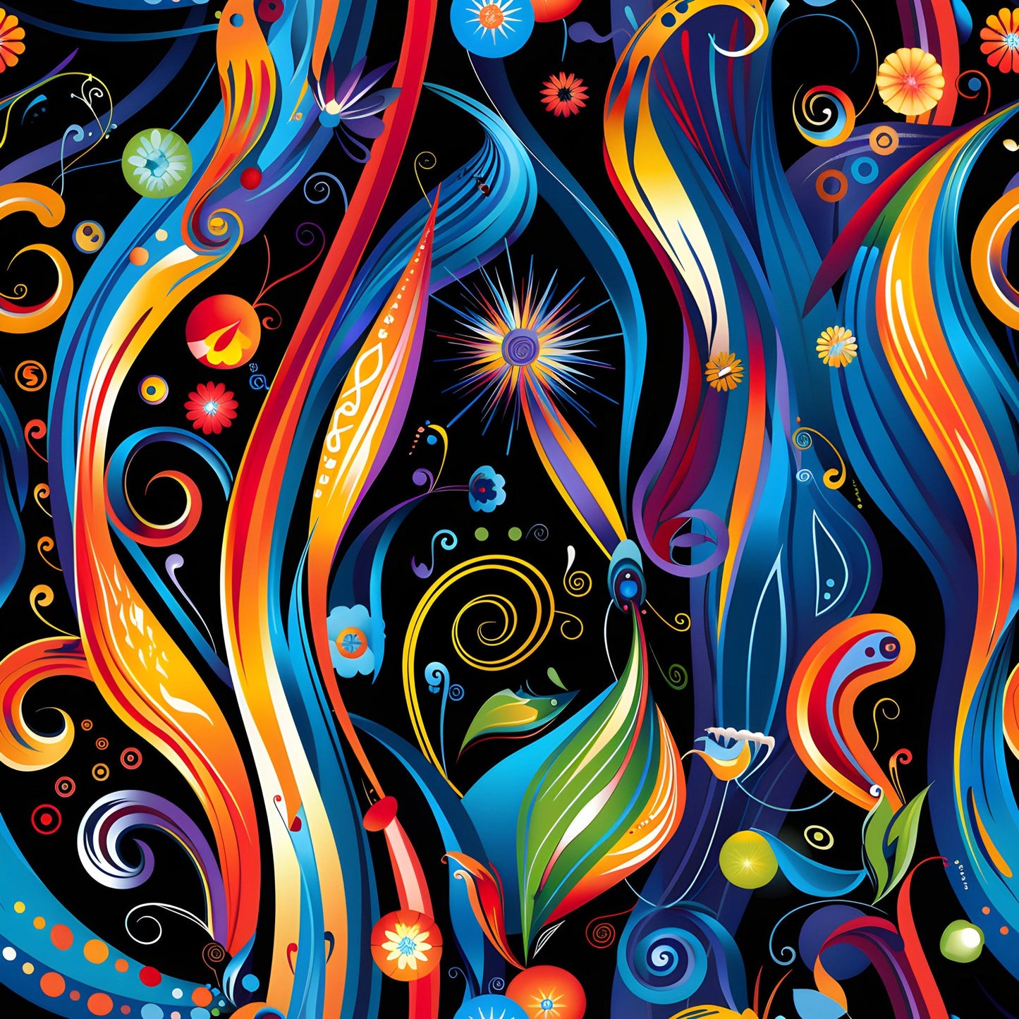 Fantasy Swirl Art Pattern 1 Quilting Cotton Fabric