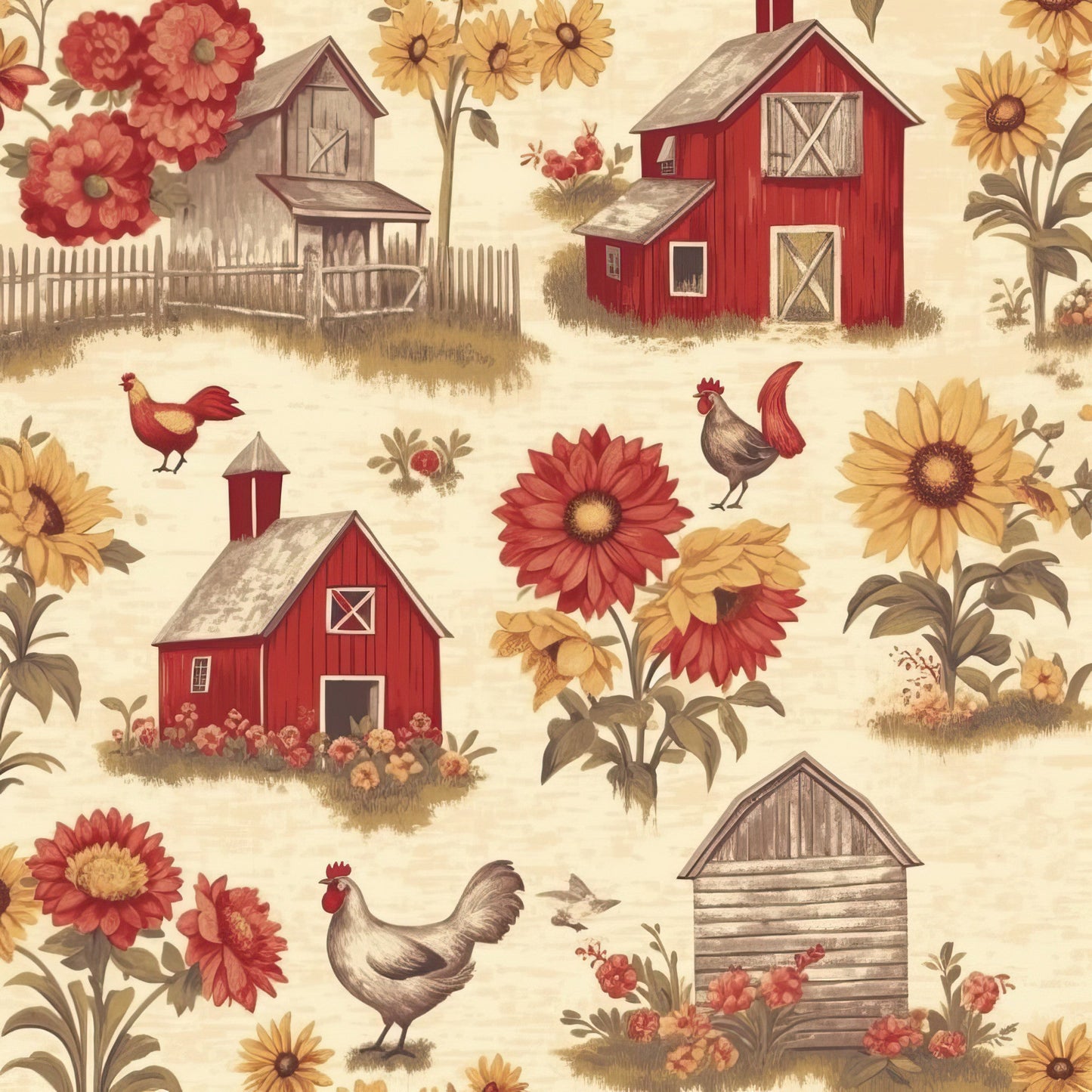 Farmhouse Charm Pattern 1 Quilting Cotton Fabric