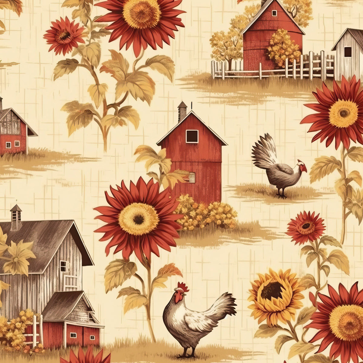 Sunflower Toile Pattern 10 Minky Fabric