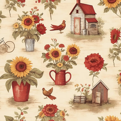 Farmhouse Charm Pattern 6 Quilting Cotton Fabric
