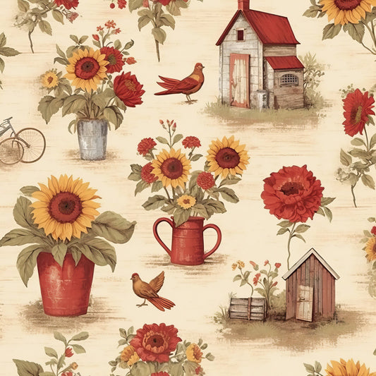 Farmhouse Charm Pattern 6 Quilting Cotton Fabric