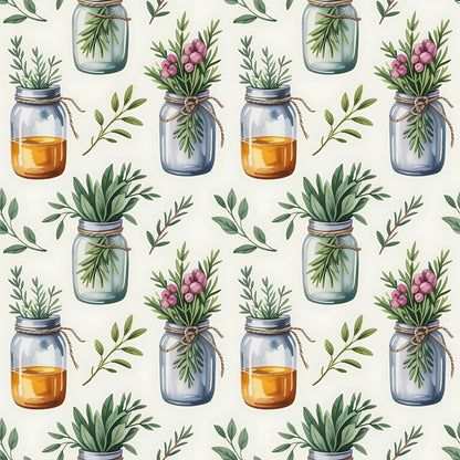 Farmhouse Kitchen Herbs Pattern 17 Quilting Cotton Fabric
