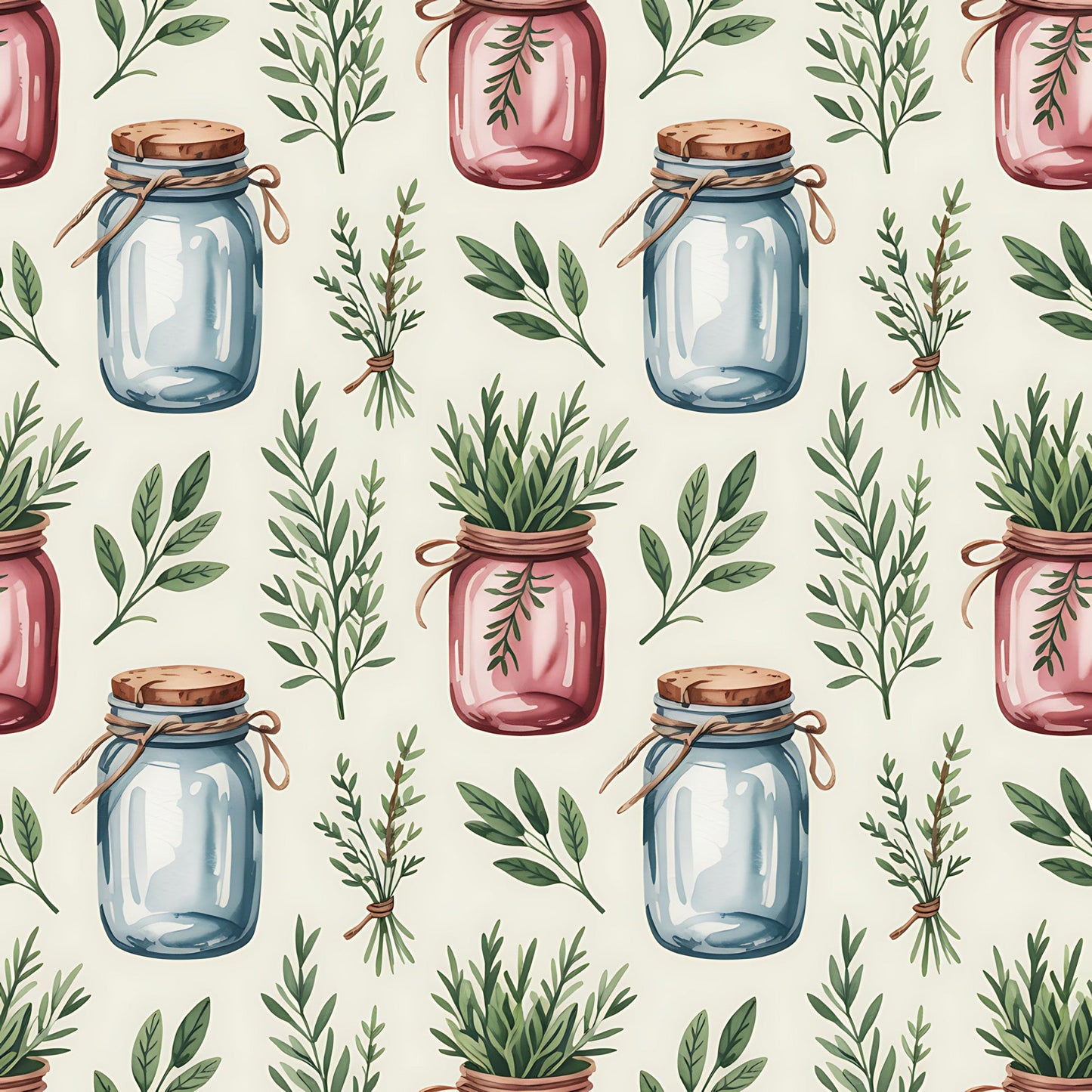 Farmhouse Kitchen Herbs Pattern 18 Quilting Cotton Fabric