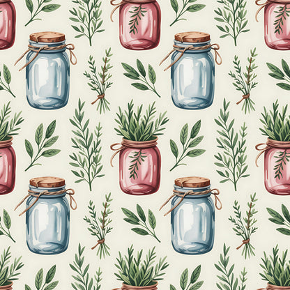 Farmhouse Kitchen Herbs Pattern 18 Quilting Cotton Fabric