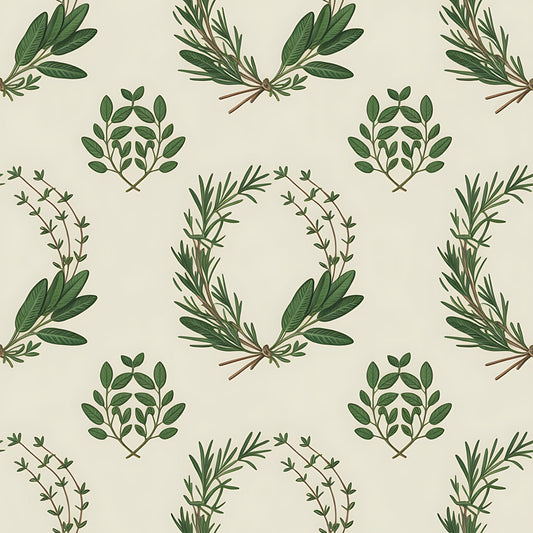 Farmhouse Kitchen Herbs Pattern 20 Quilting Cotton Fabric
