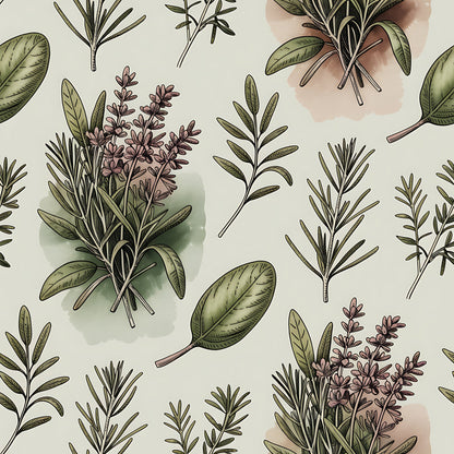 Farmhouse Kitchen Herbs Pattern 23 Quilting Cotton Fabric