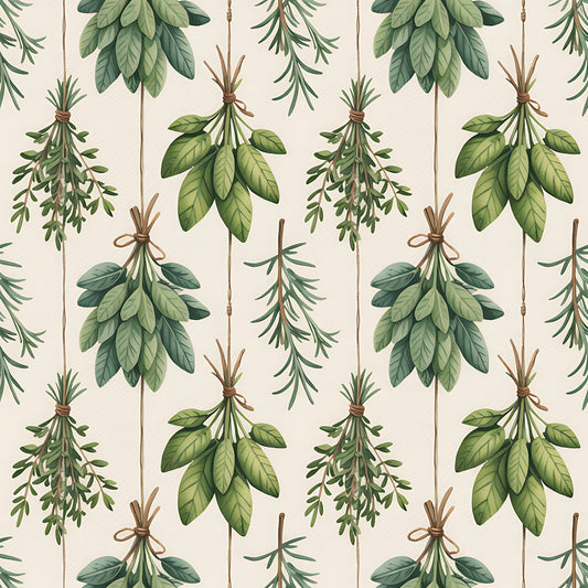 Farmhouse Kitchen Herbs Pattern 5 Quilting Cotton Fabric