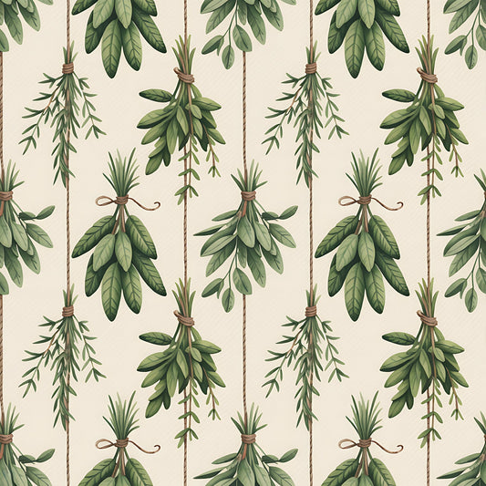 Farmhouse Kitchen Herbs Pattern 6 Quilting Cotton Fabric