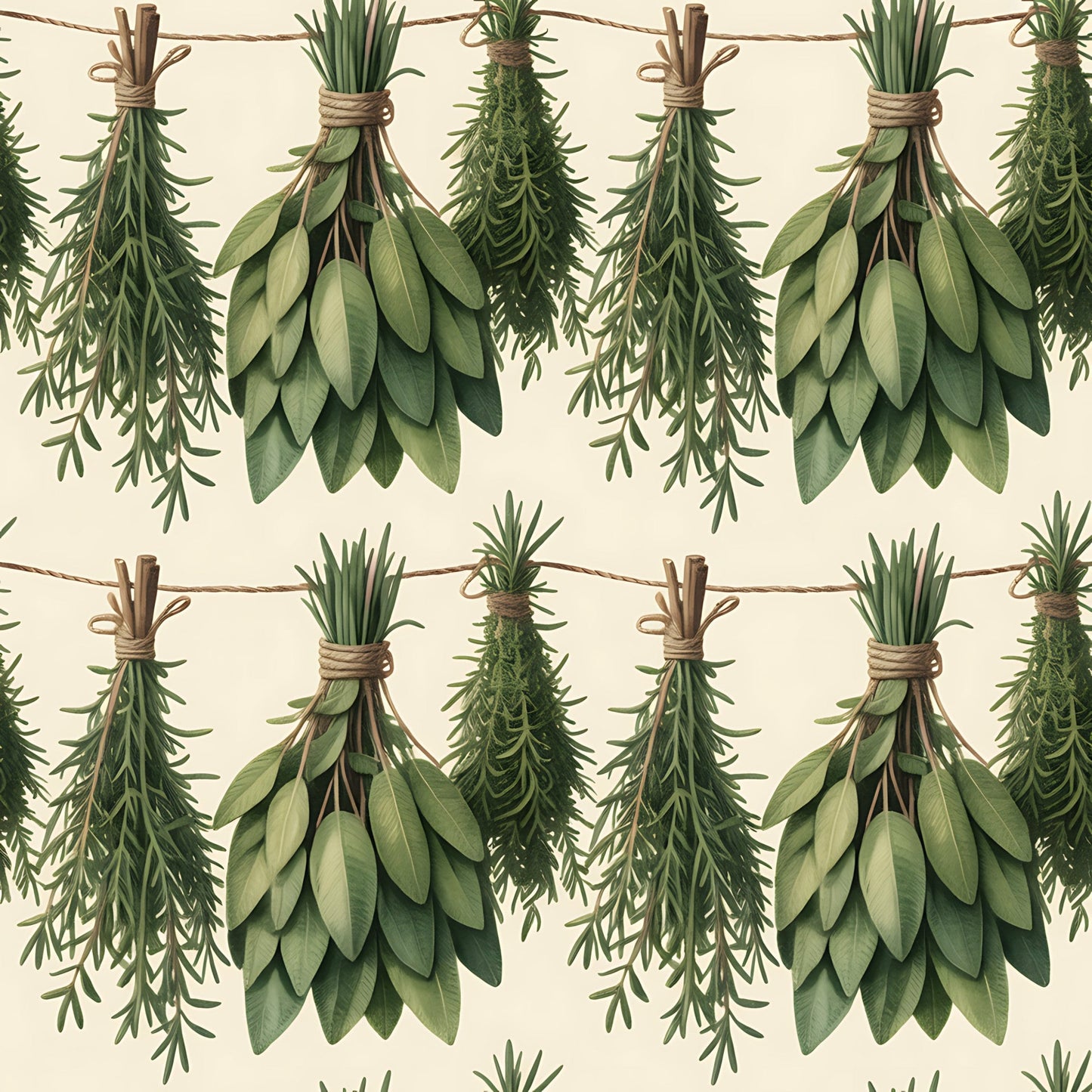 Farmhouse Kitchen Herbs Pattern 7 Quilting Cotton Fabric