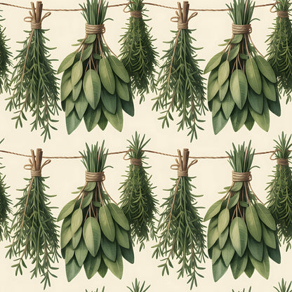 Farmhouse Kitchen Herbs Pattern 7 Quilting Cotton Fabric