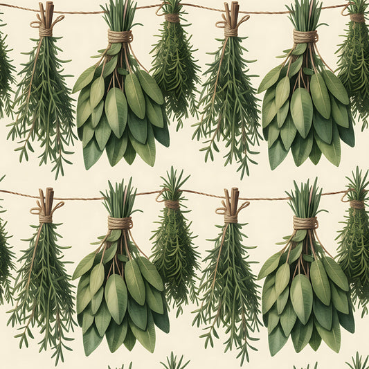 Farmhouse Kitchen Herbs Pattern 7 Quilting Cotton Fabric