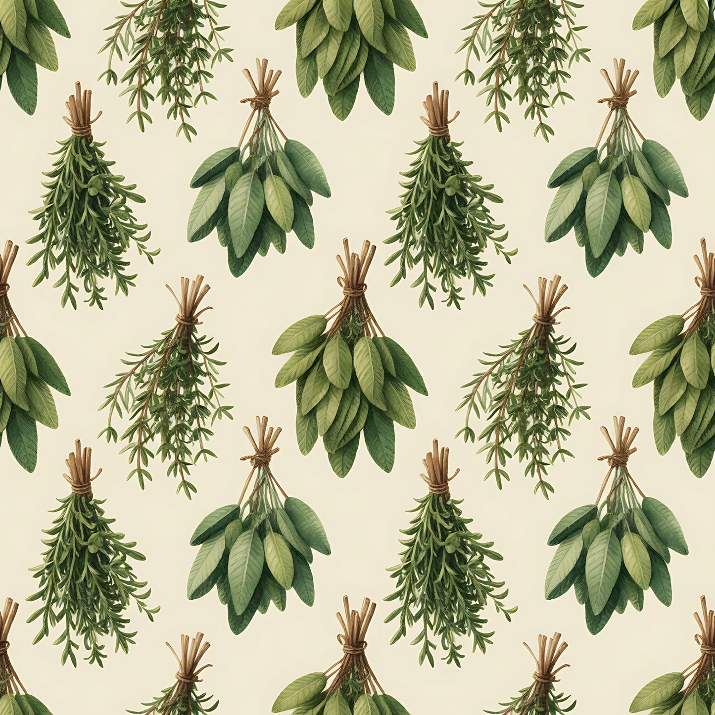 Farmhouse Kitchen Herbs Pattern 8 Quilting Cotton Fabric