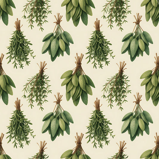Farmhouse Kitchen Herbs Pattern 8 Quilting Cotton Fabric