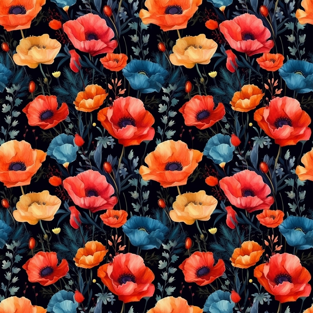 Scarlet Meadow Pattern 7 Minky Fabric
