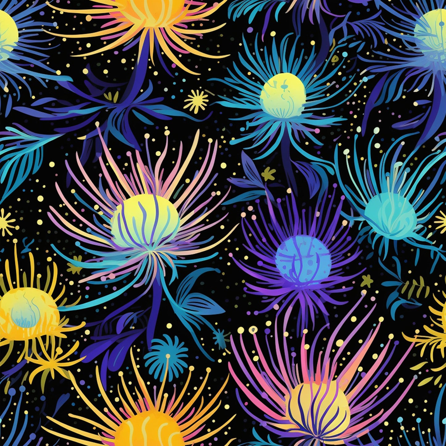 Firework Garden Pattern 1 Quilting Cotton Fabric