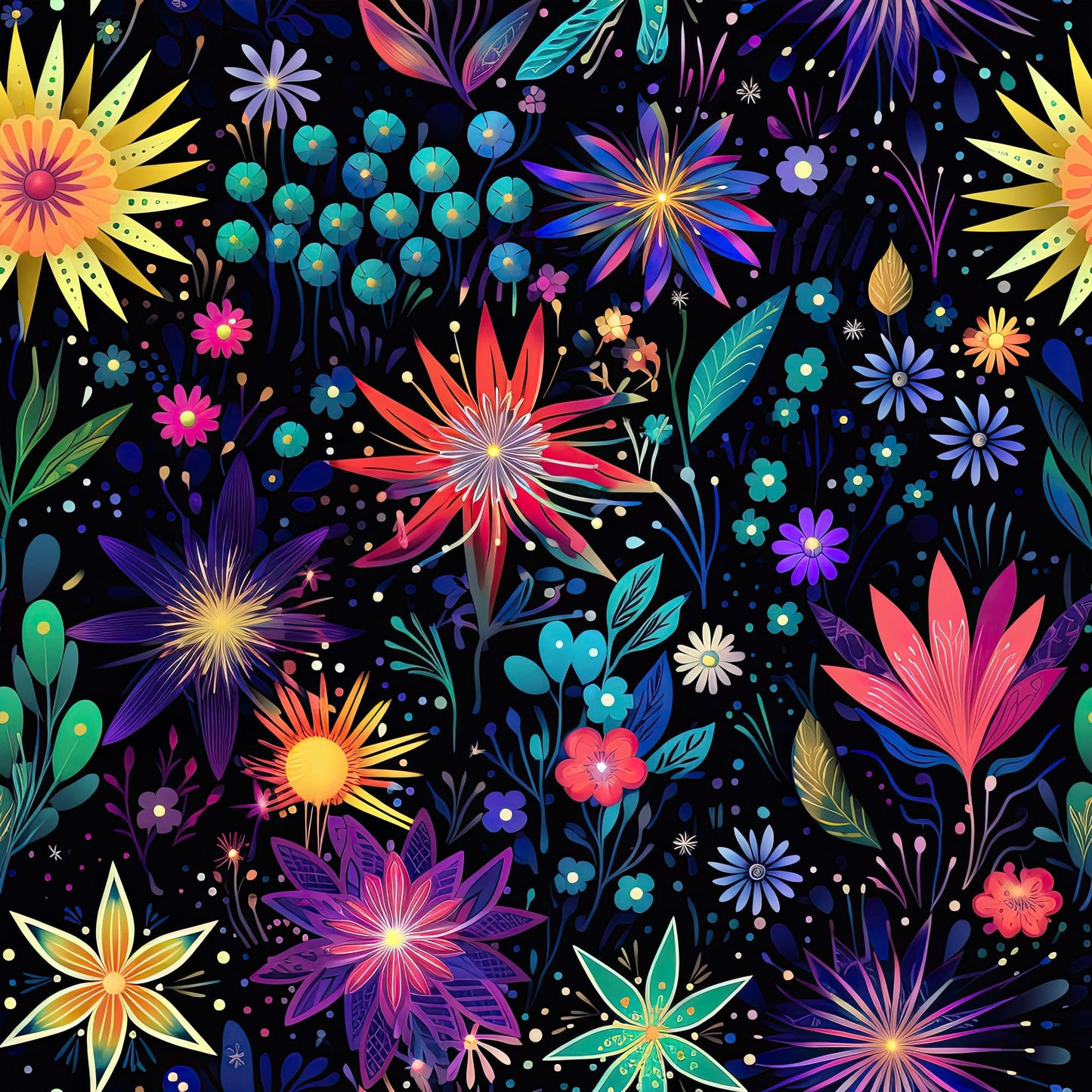 Firework Garden Pattern 10 Quilting Cotton Fabric