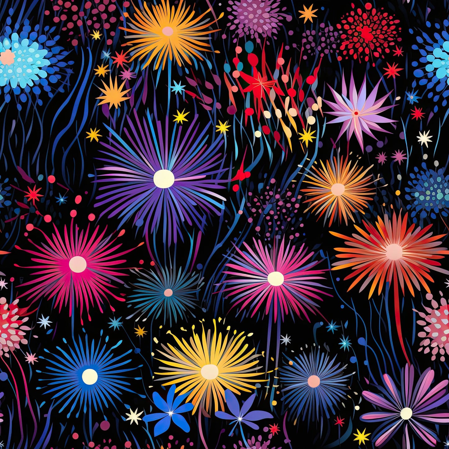 Firework Garden Pattern 12 Quilting Cotton Fabric