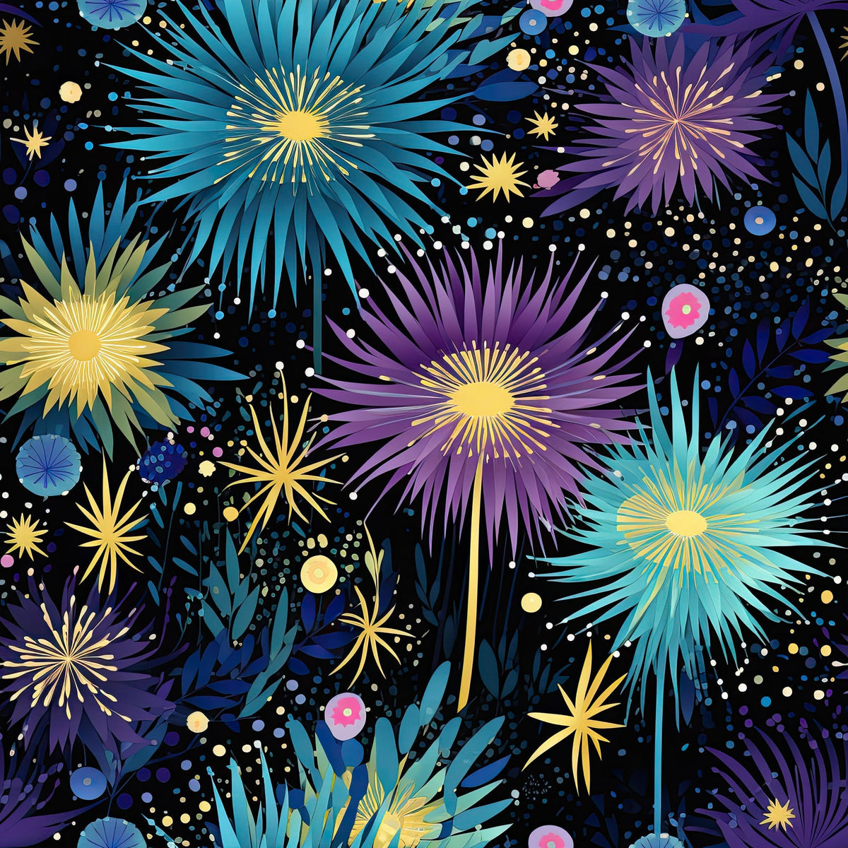 Midnight Sparklers Pattern 2 Minky Fabric
