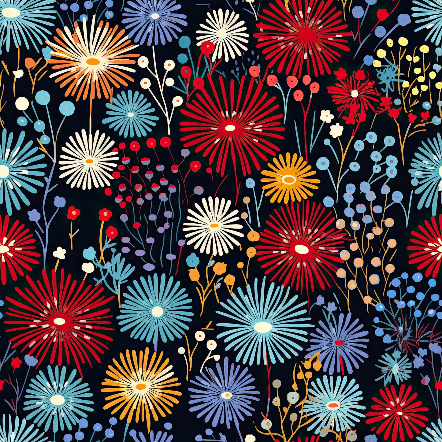 Firework Garden Pattern 7 Quilting Cotton Fabric