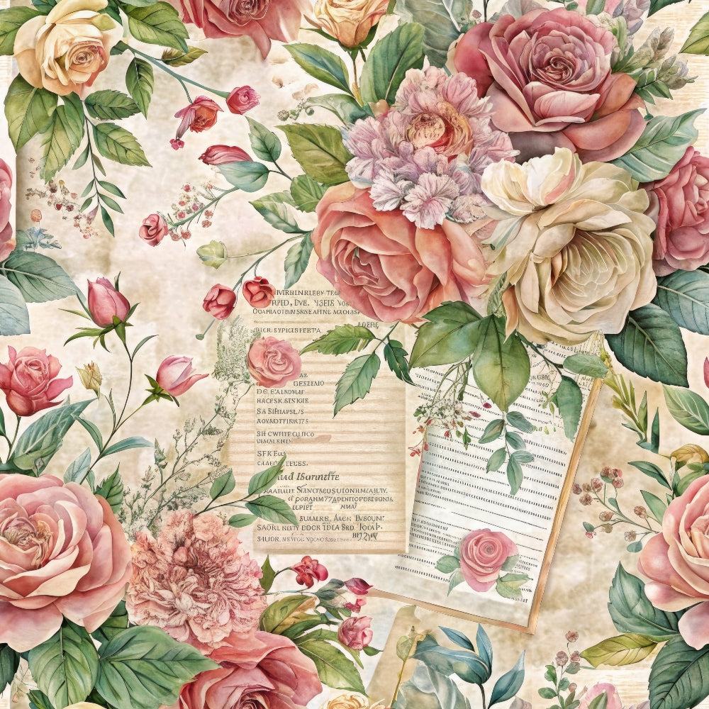 Heirloom Rose Letters Pattern 6 Minky Fabric