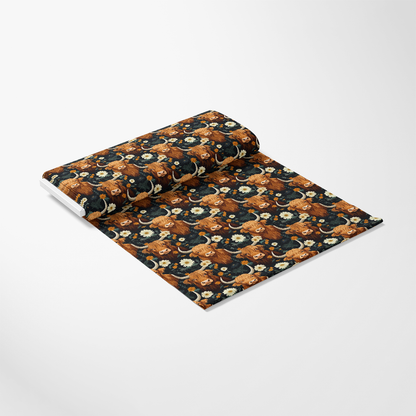Floral Highland Cows Pattern 1 Quilting Cotton Fabric
