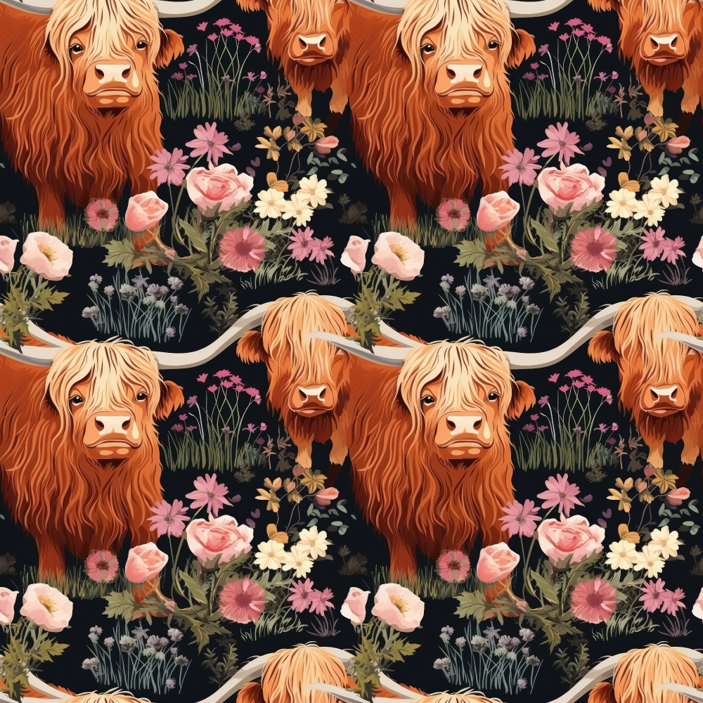 Bovine Blooms Pattern 6 Minky Fabric