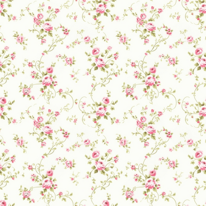 Floral Pink Cottage Gardens Pattern 11 Quilting Cotton Fabric