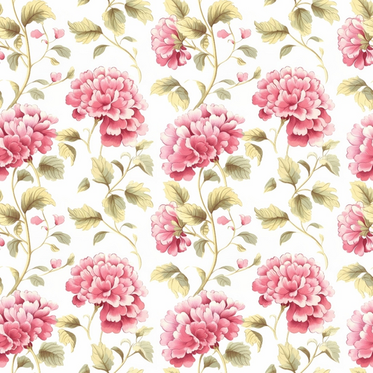 Floral Pink Cottage Gardens Pattern 12 Quilting Cotton Fabric