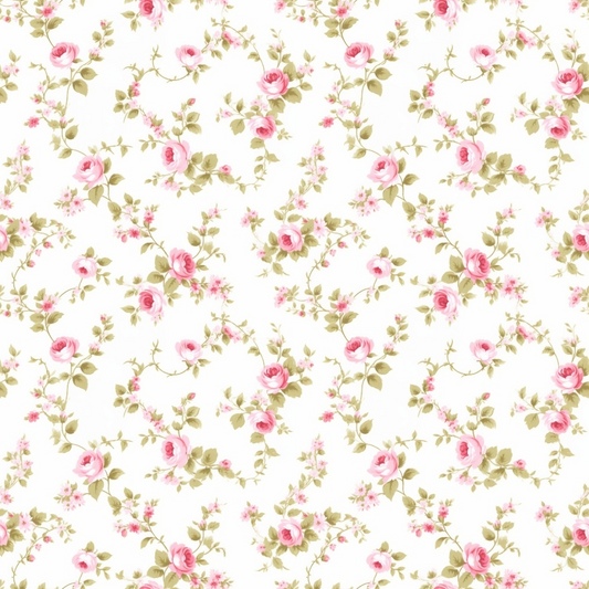 Floral Pink Cottage Gardens Pattern 6 Quilting Cotton Fabric