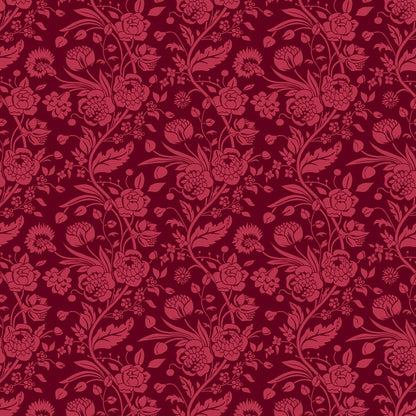 Floral Red on Red Quilting Cotton Fabric