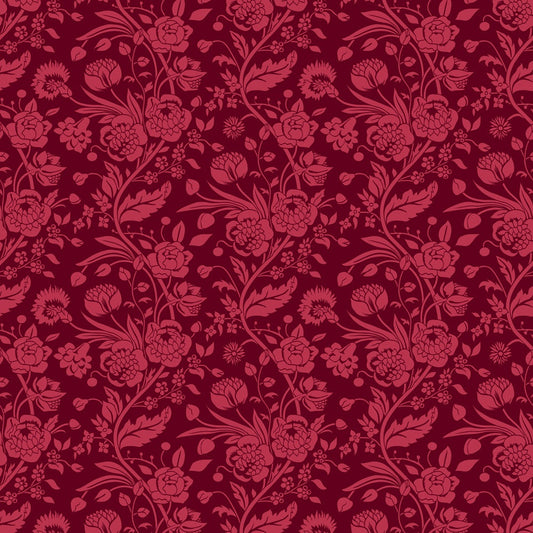 Floral Red on Red Quilting Cotton Fabric
