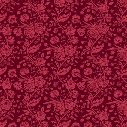 Floral Red on Red Minky Fabric