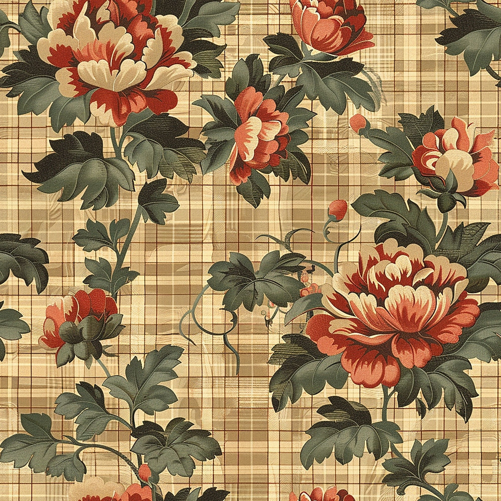 Checkered Blooms Pattern 1 Minky Fabric