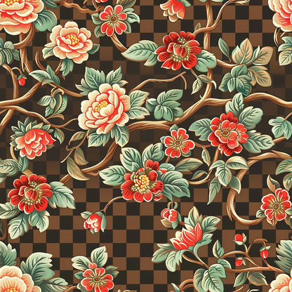 Checkered Blooms Pattern 2 Minky Fabric