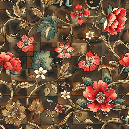 Checkered Blooms Pattern 4 Minky Fabric