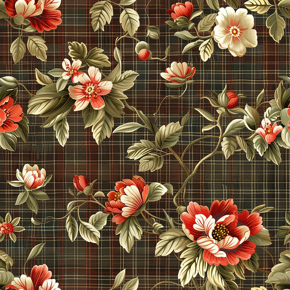 Checkered Blooms Pattern 6 Minky Fabric