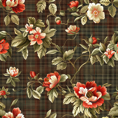 Checkered Blooms Pattern 6 Minky Fabric