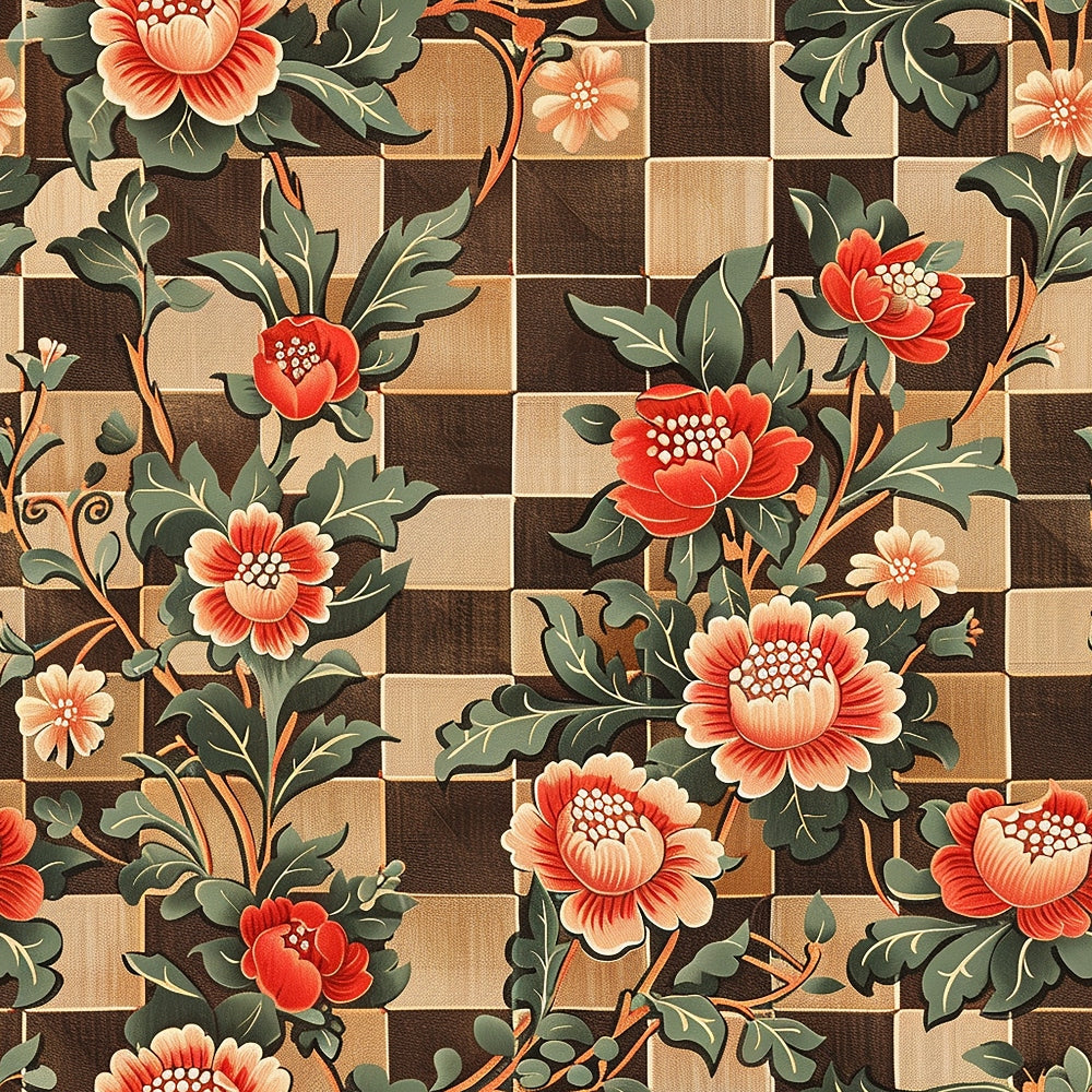 Checkered Blooms Pattern 7 Minky Fabric