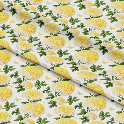 Floral Yellow Cottage Gardens Pattern 11 Quilting Cotton Fabric