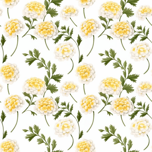 Floral Yellow Cottage Gardens Pattern 12 Quilting Cotton Fabric