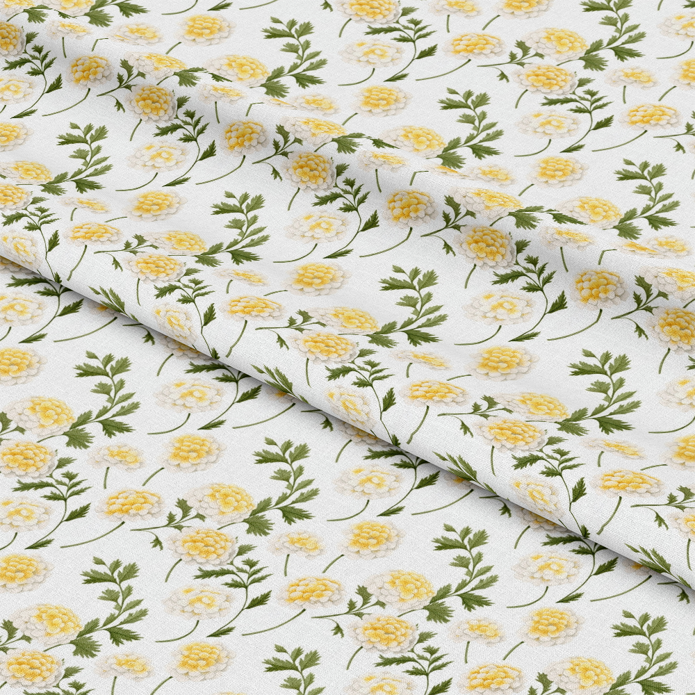 Floral Yellow Cottage Gardens Pattern 12 Quilting Cotton Fabric