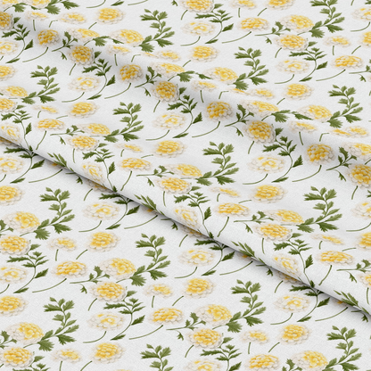 Floral Yellow Cottage Gardens Pattern 12 Quilting Cotton Fabric