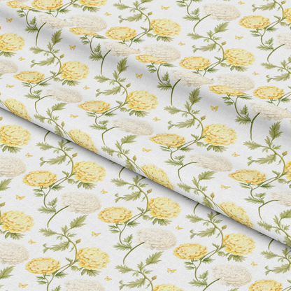 Floral Yellow Cottage Gardens Pattern 1 Quilting Cotton Fabric